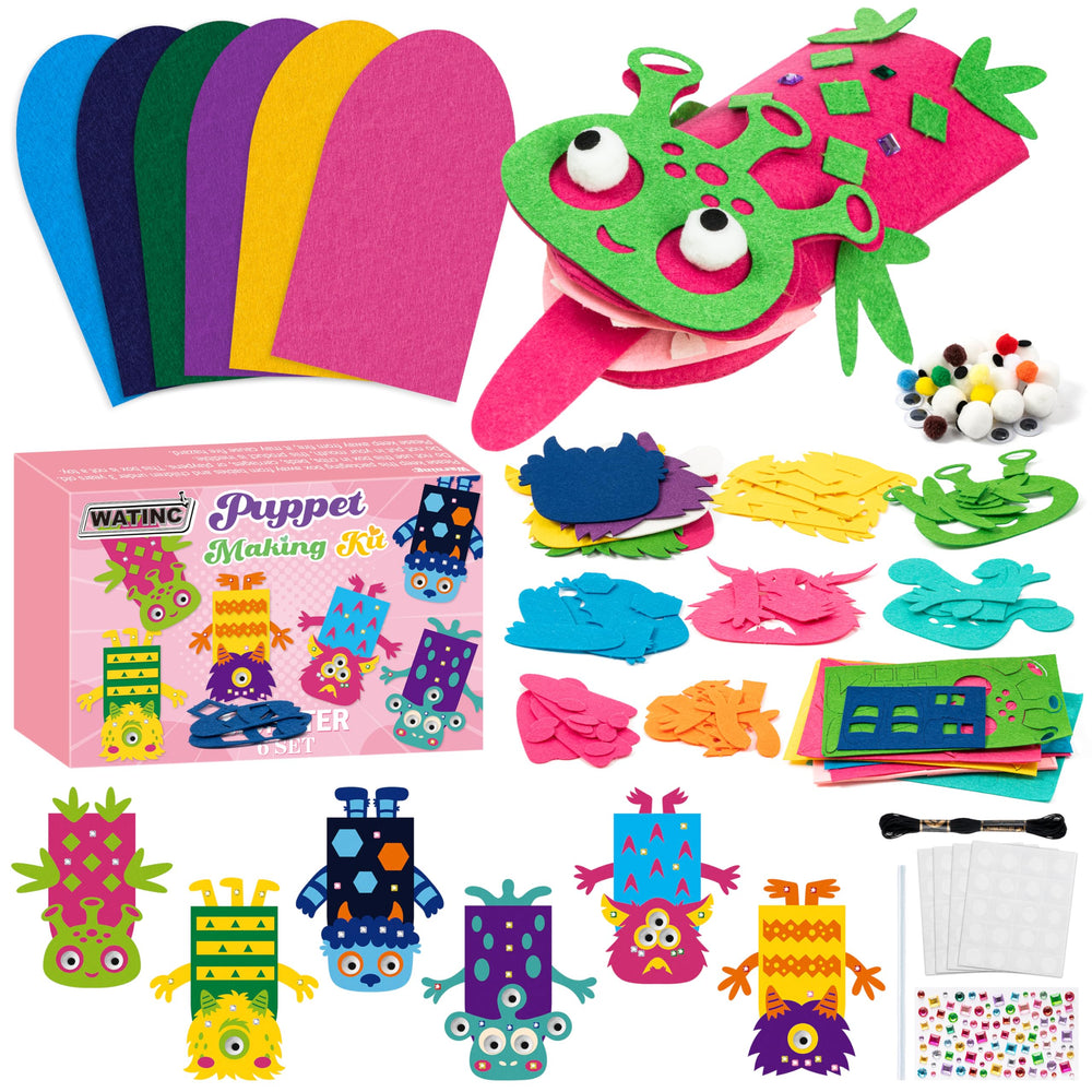 WATINC 6Pcs Hand Puppet Kit puppets in bright colors ready for storytelling