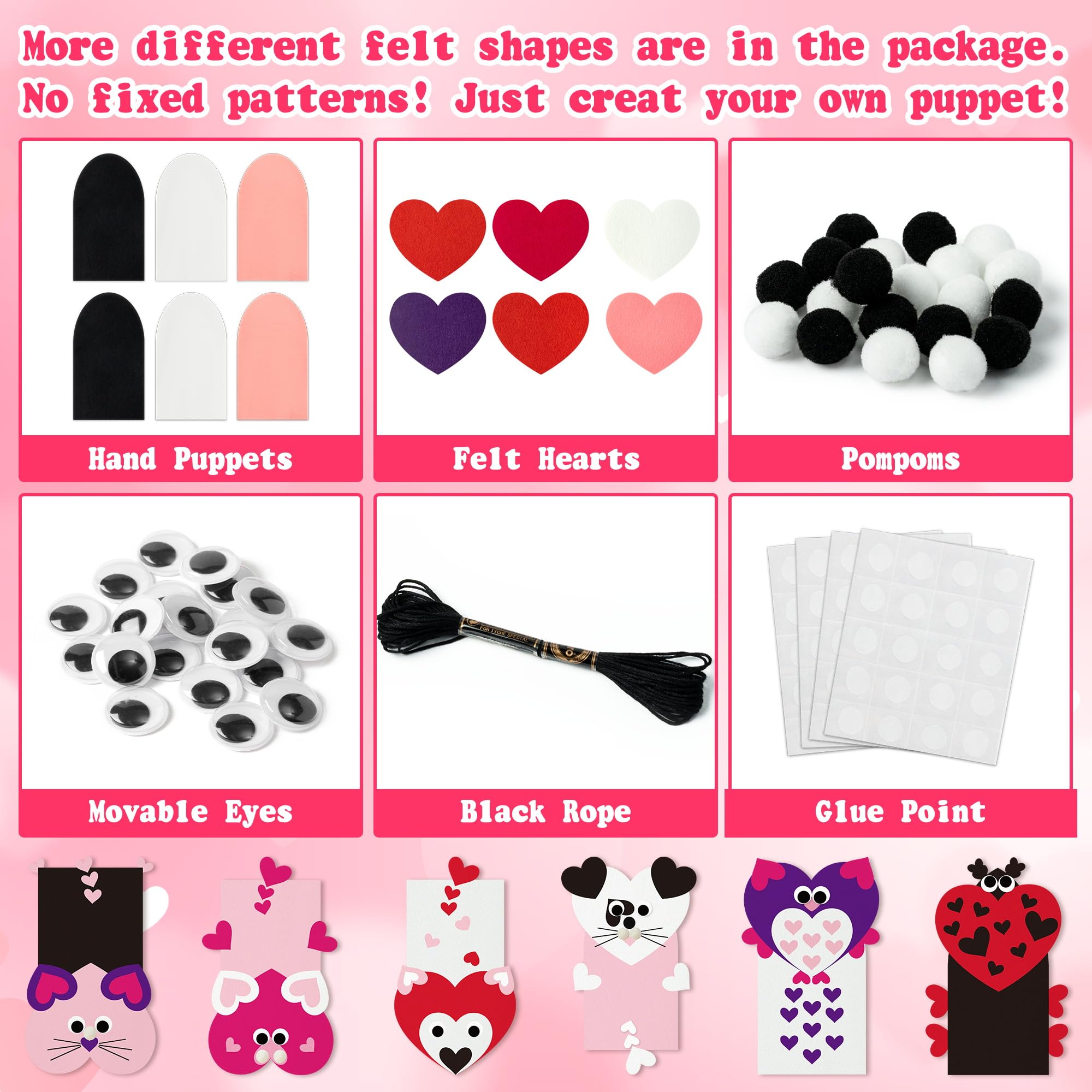 WATINC 6Pcs Hand Puppet Kit googly eyes set adds personality.