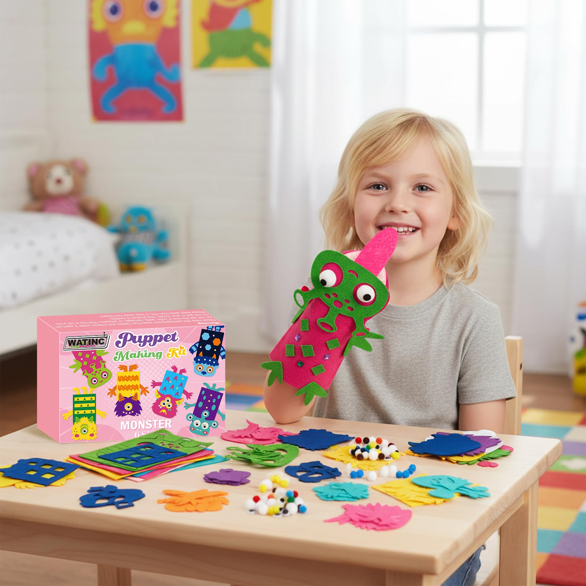 WATINC child-friendly puppet assembly showing safe, easy crafting