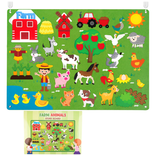 WATINC Farm animals felt story board with 38 pieces for immersive storytelling