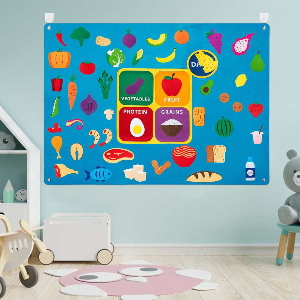 Watinc My Plate felt board large blue background supports durable, wrinkle-free play