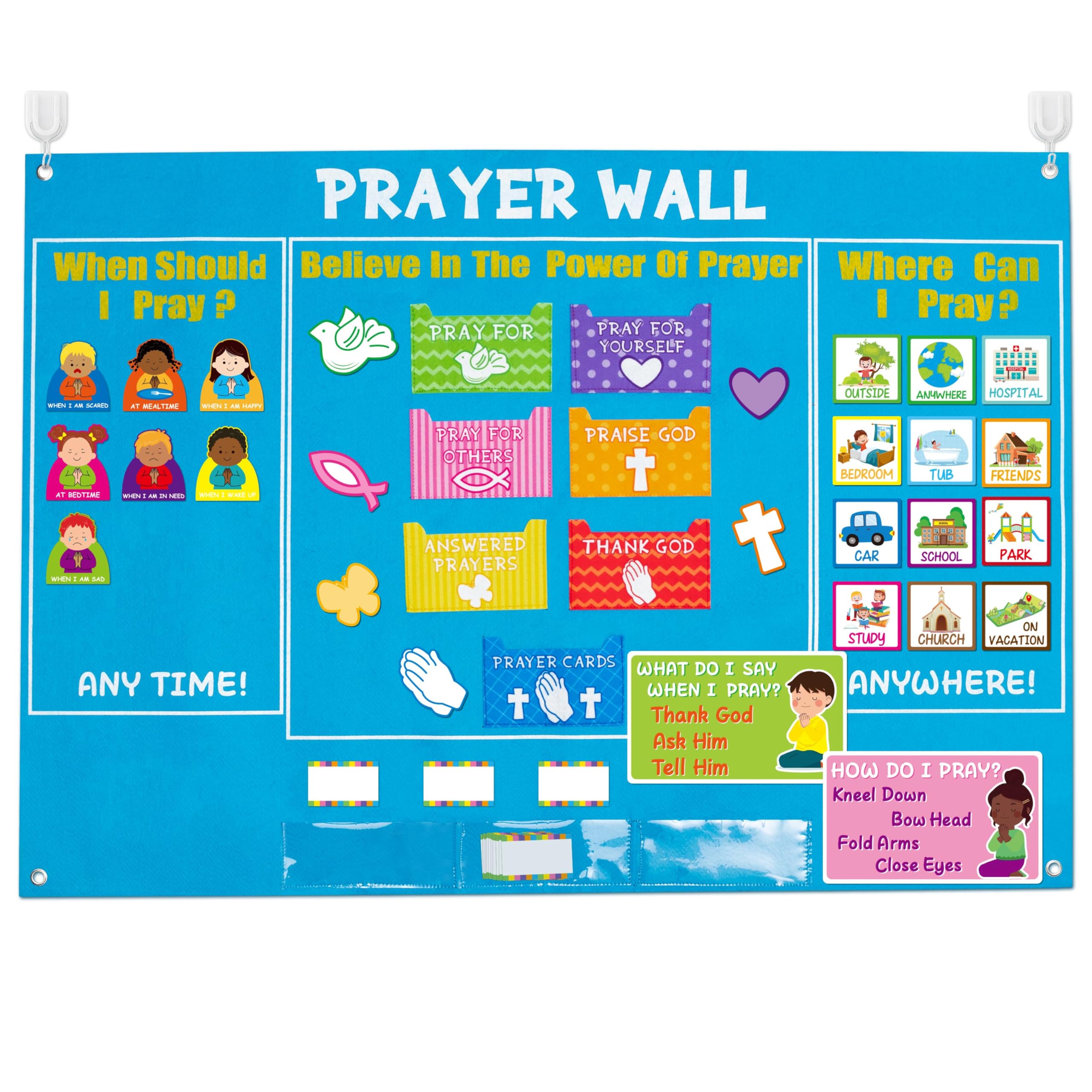 Watinc prayer wall felt board with three positions for focused reflection