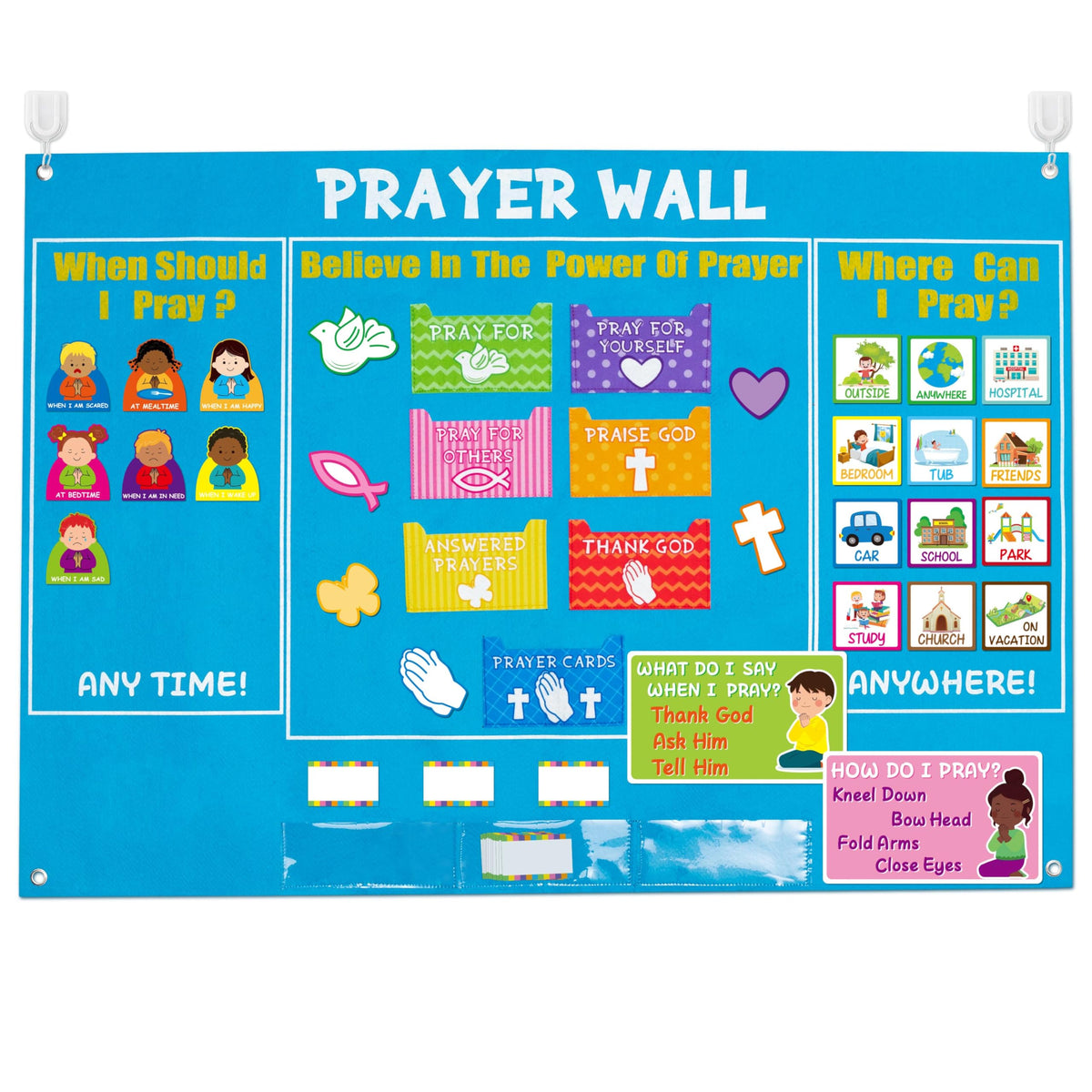 Watinc prayer wall felt board with three positions for focused reflection