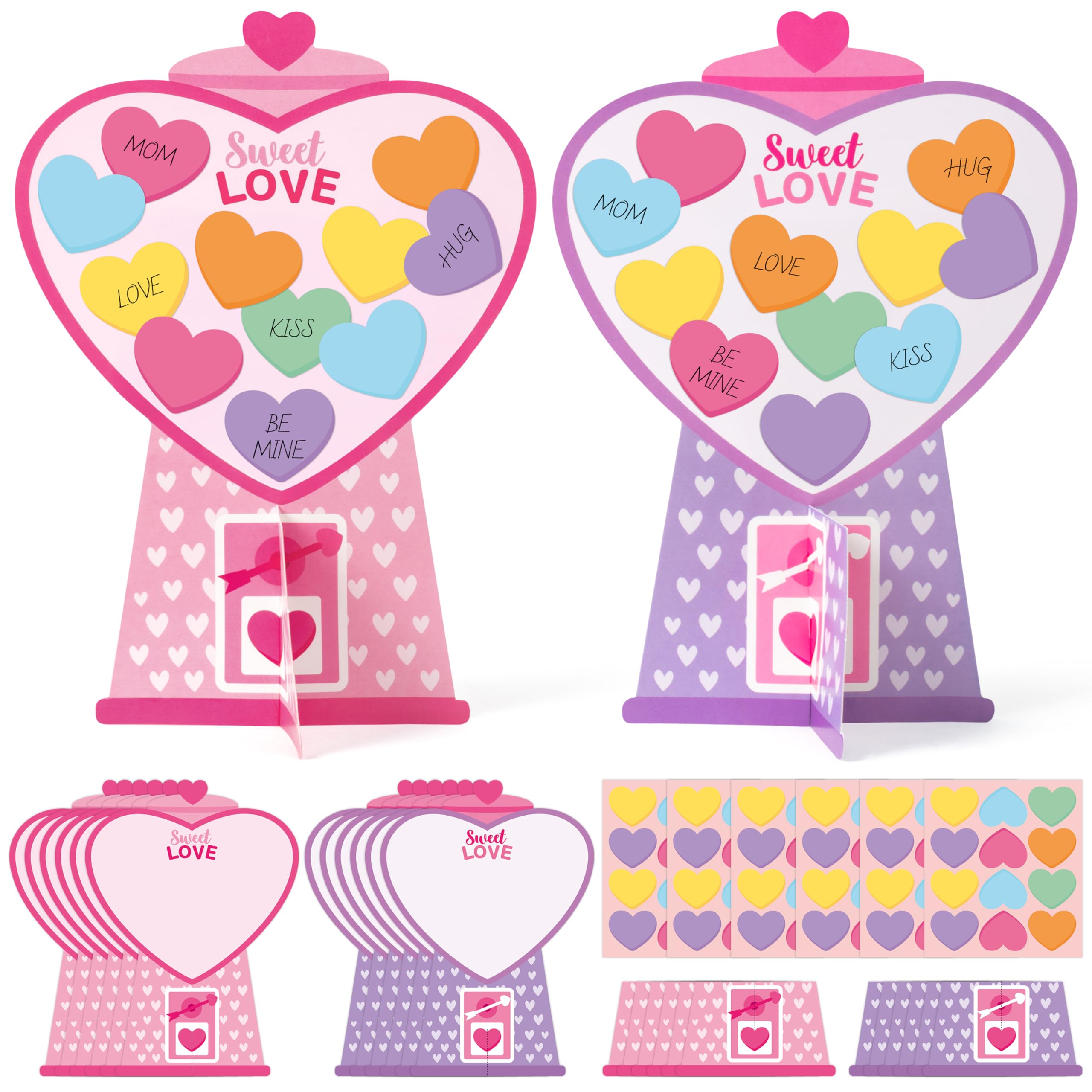 WATINC valentines heart gumball card for classroom crafts and party favors