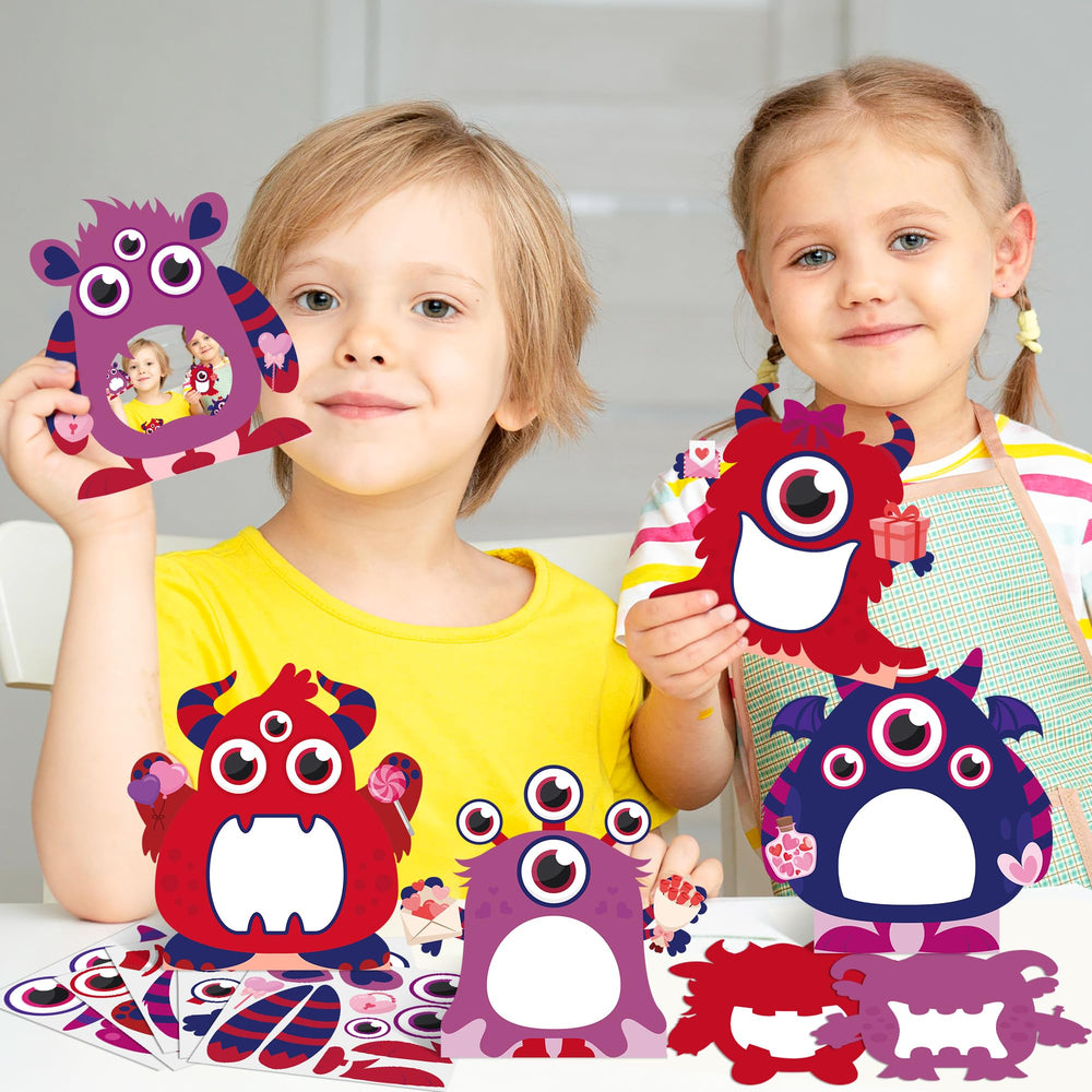 WATINC Valentine-themed monster frames for kids' crafts and imaginative play.