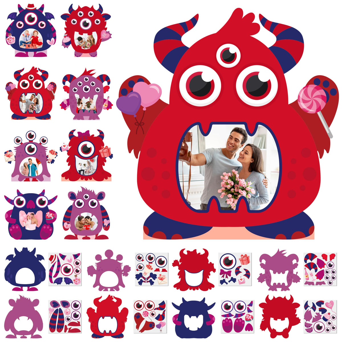 WATINC Valentine monster frame kit featuring colorful frames for kids' classroom crafts.