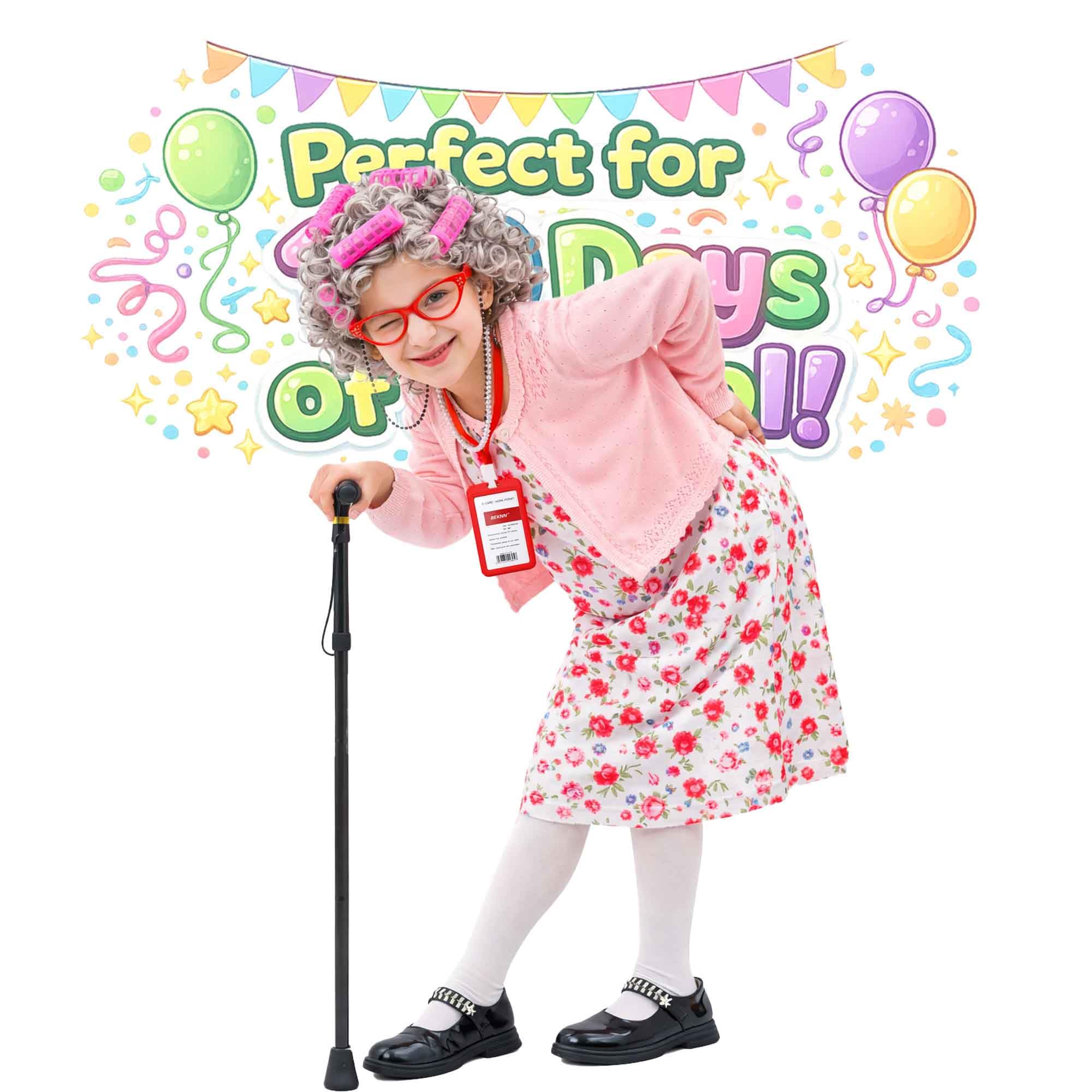 Watlie old lady wig for kids, easy to wear and completes costume.