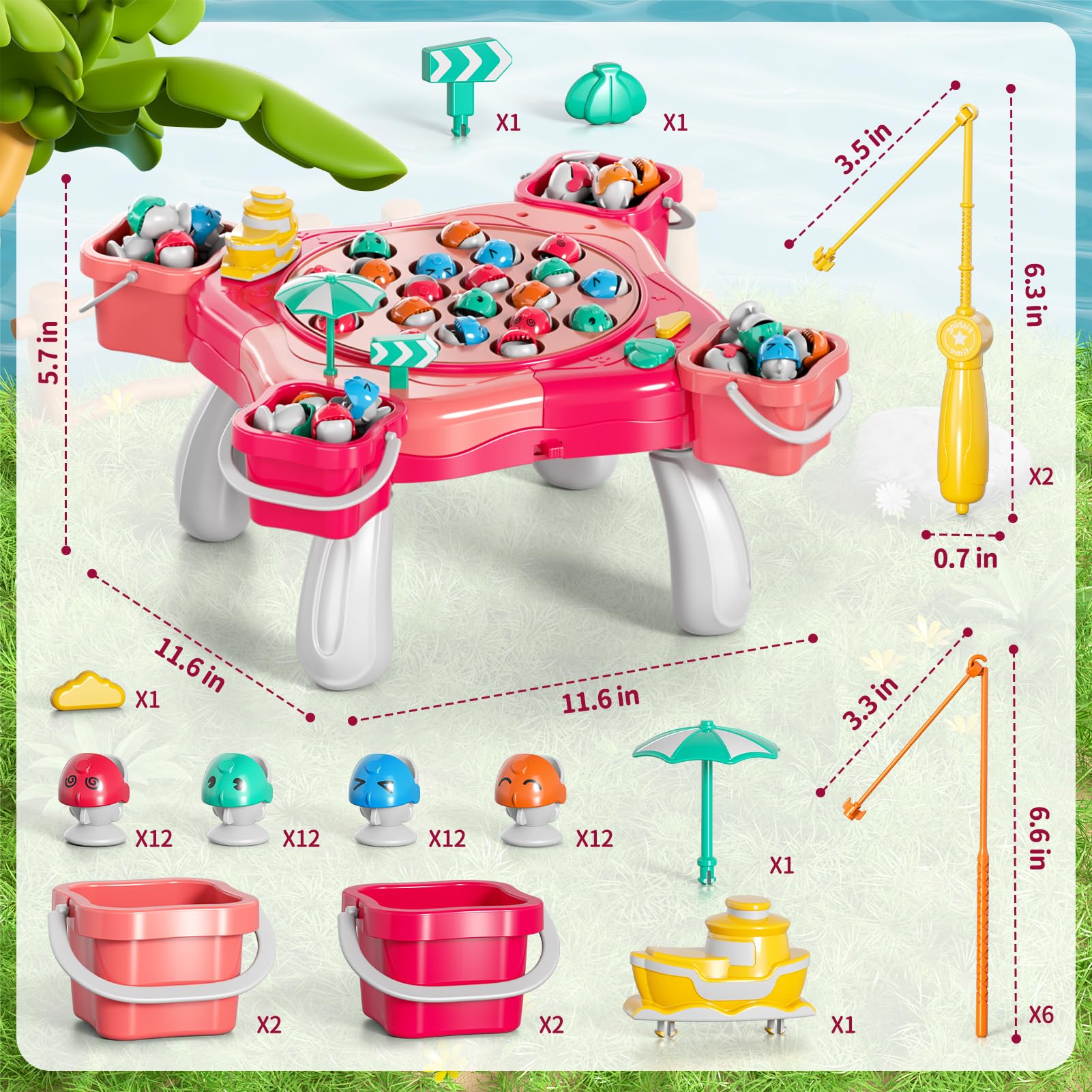 WATUDOU magnetic fishing game outdoors: easy to pack up for park or beach play