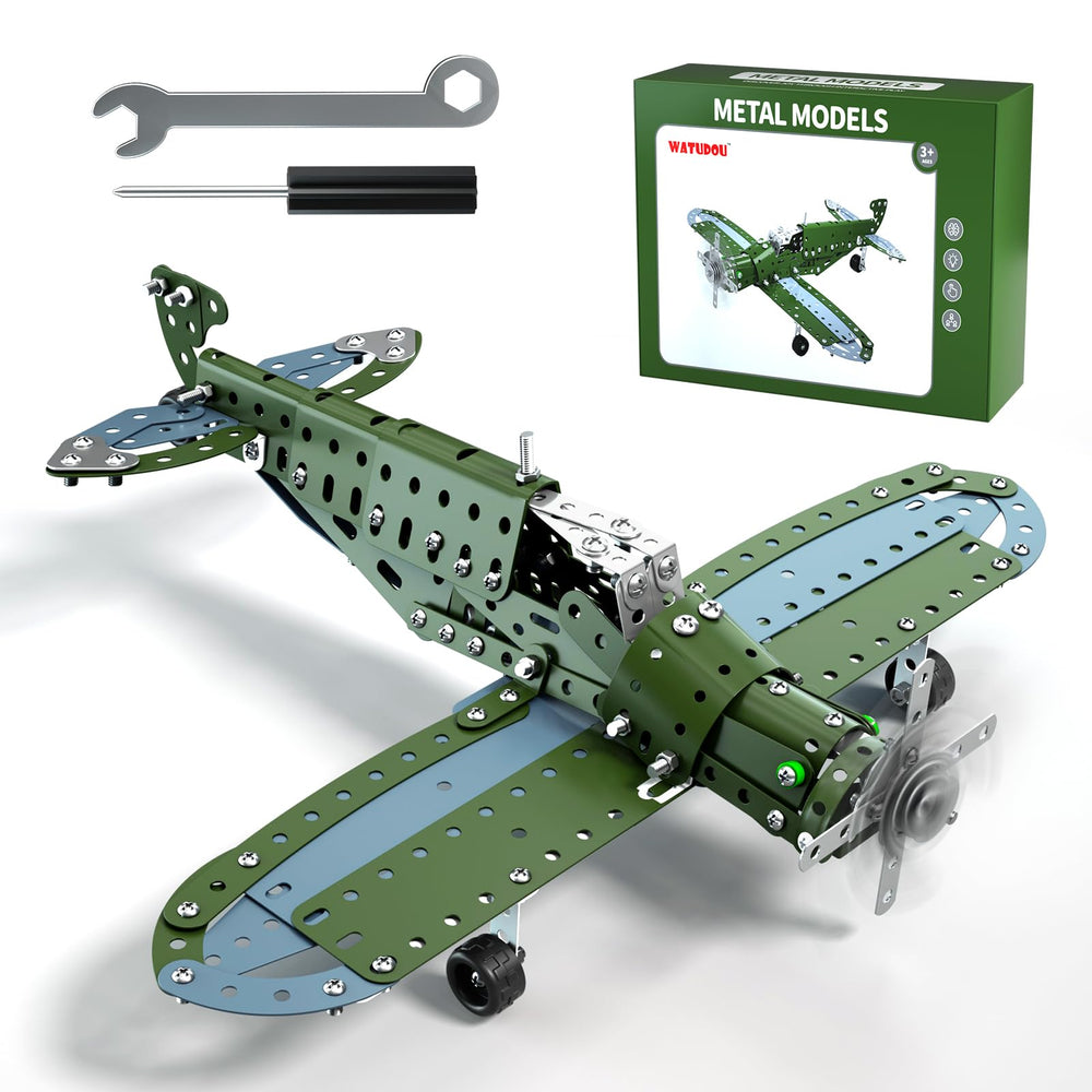 WATUDOU model airplane kit close-up of metal parts for STEM learning