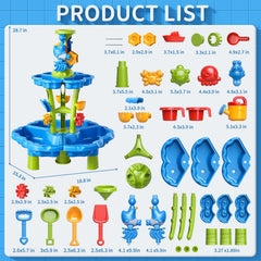 Watudou water table accessories set featuring shovels, boats, and molds for creative water play.