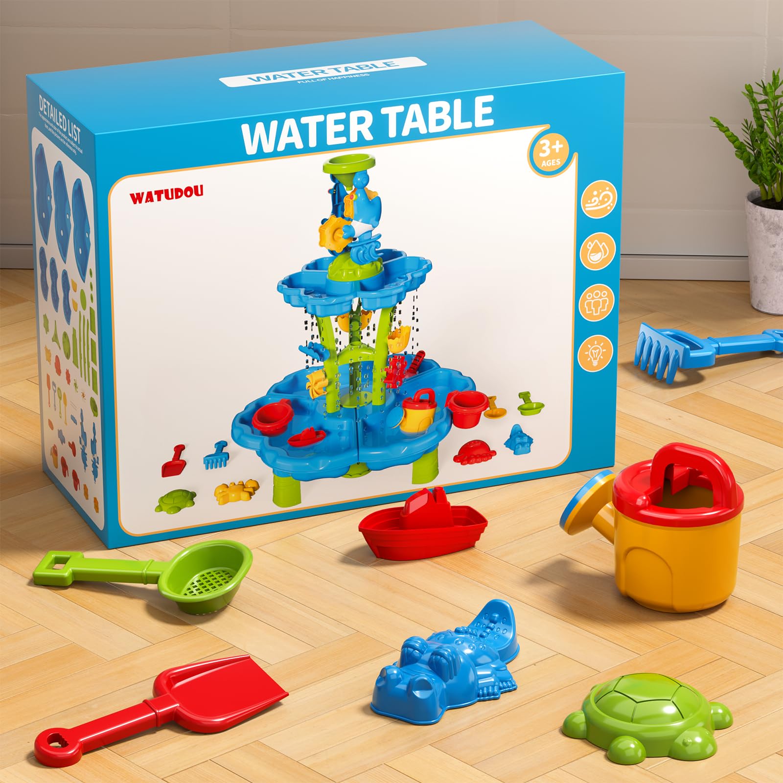 Watudou outdoor use setup for beach, backyard, and poolside play.