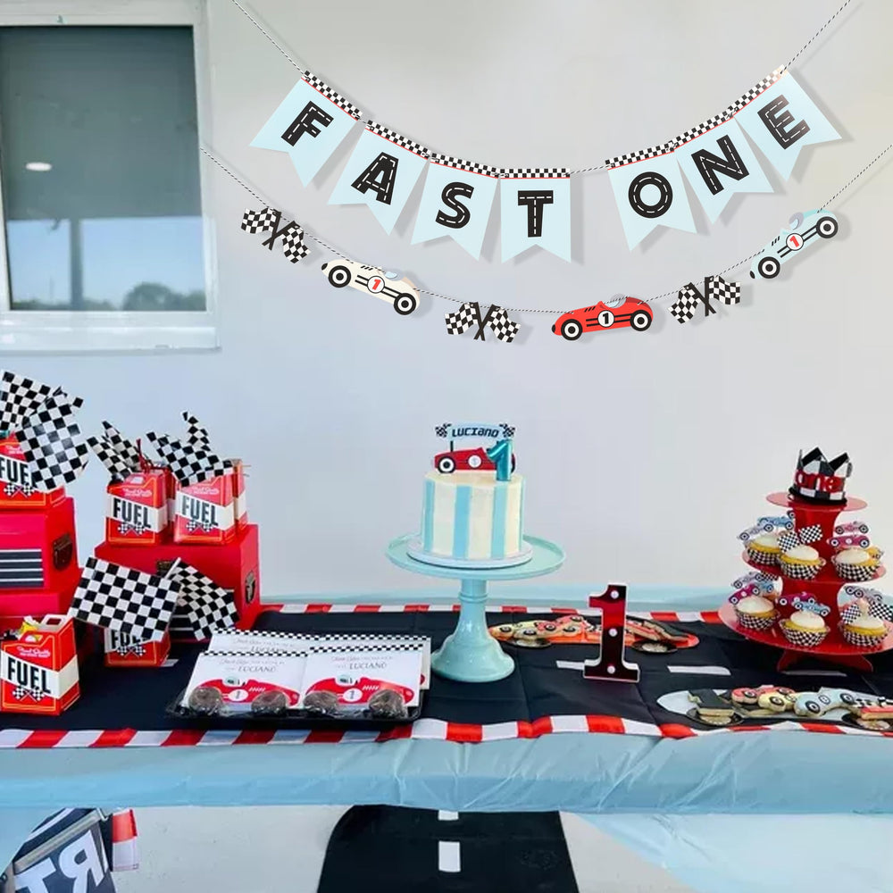 WAUAO Fast One Birthday banner wall hang for easy display