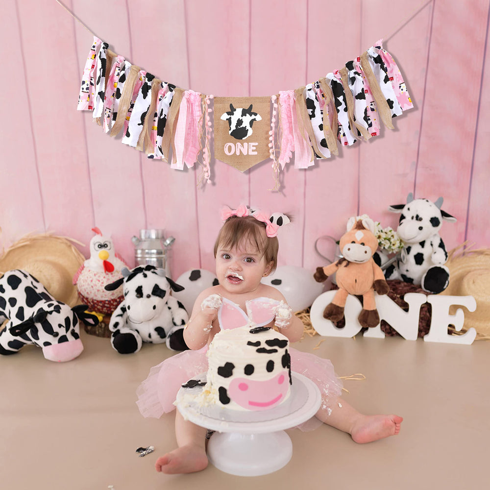 WAUAO girl's cowgirl first birthday banner for photo moments