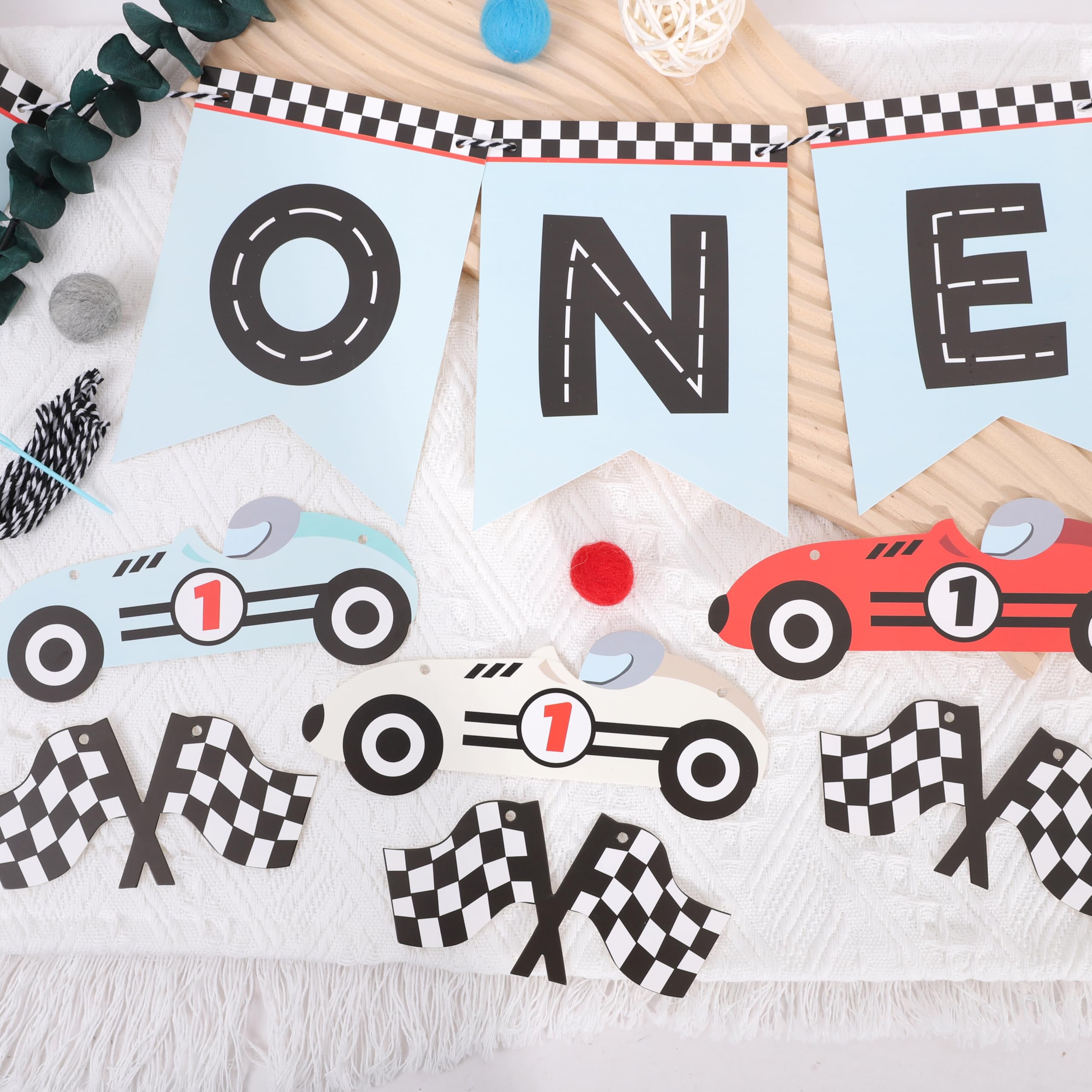 WAUAO Racing 1st Birthday banner detail highlights theme