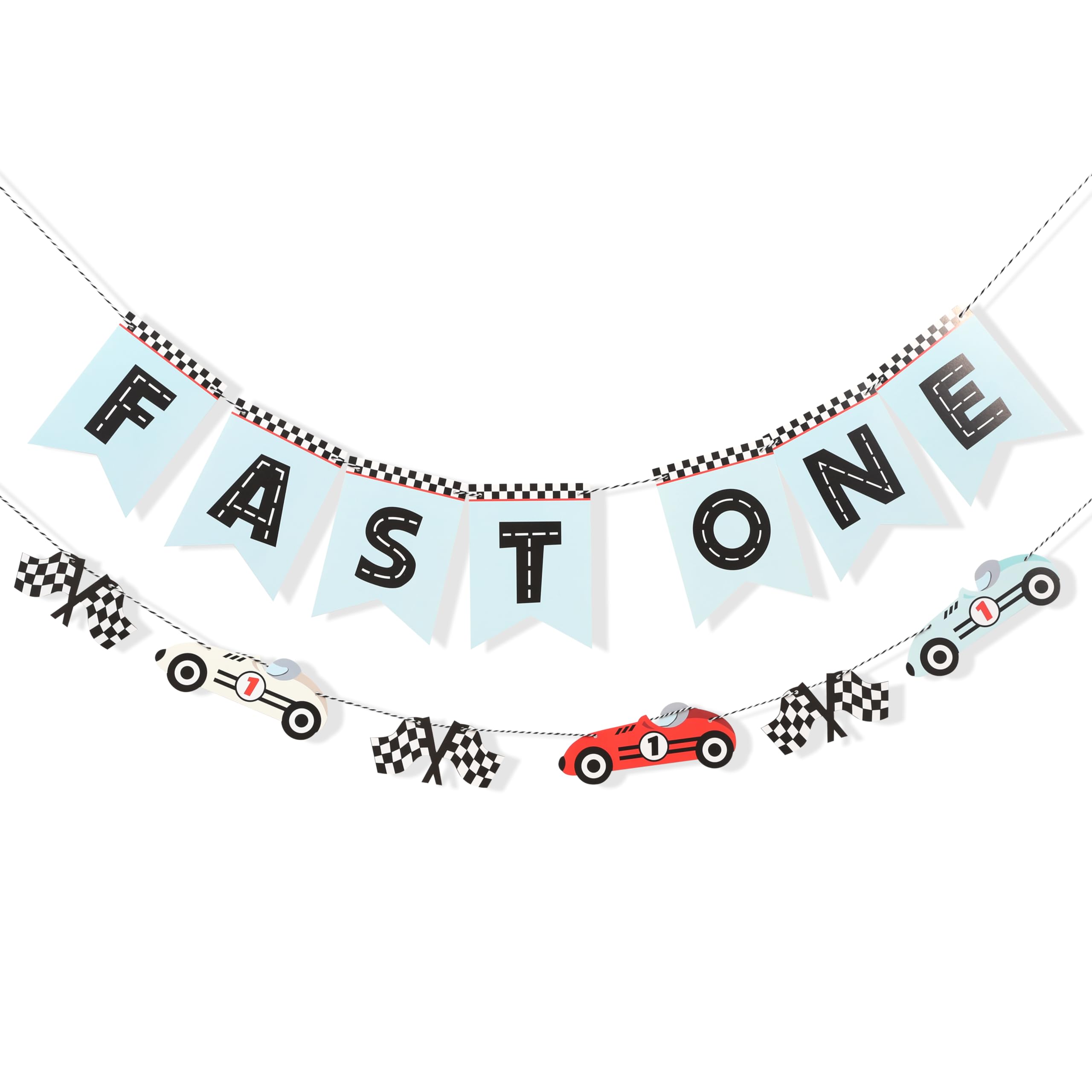 WAUAO Race Car Fast One banner graphics for a racing themed party backdrop