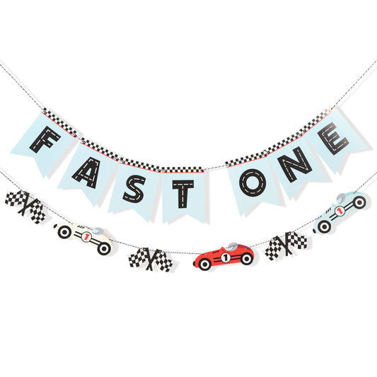 WAUAO Race Car Fast One banner graphics for a racing themed party backdrop
