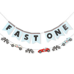 WAUAO Race Car Fast One banner graphics for a racing themed party backdrop