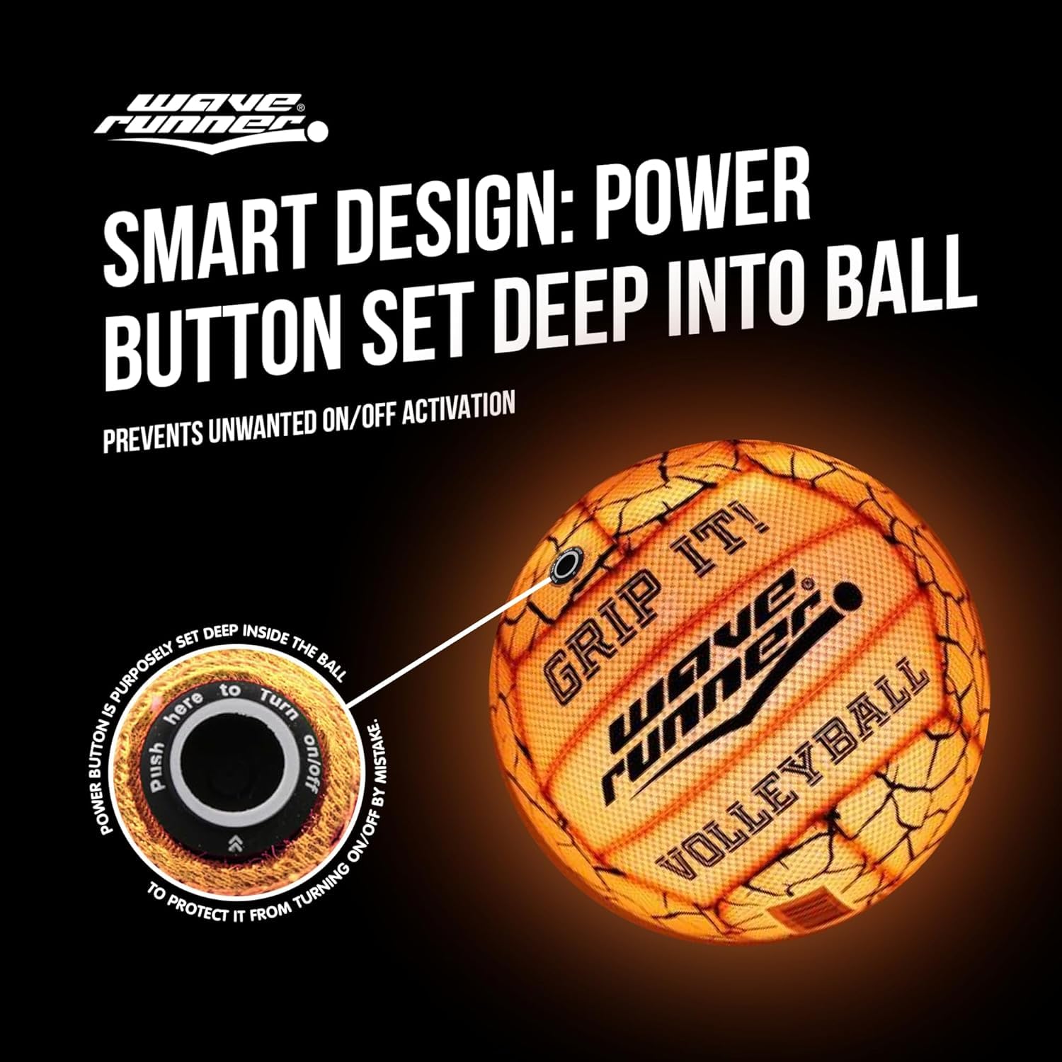 Wave Runner glow volleyball used for beach, pool, and outdoor play
