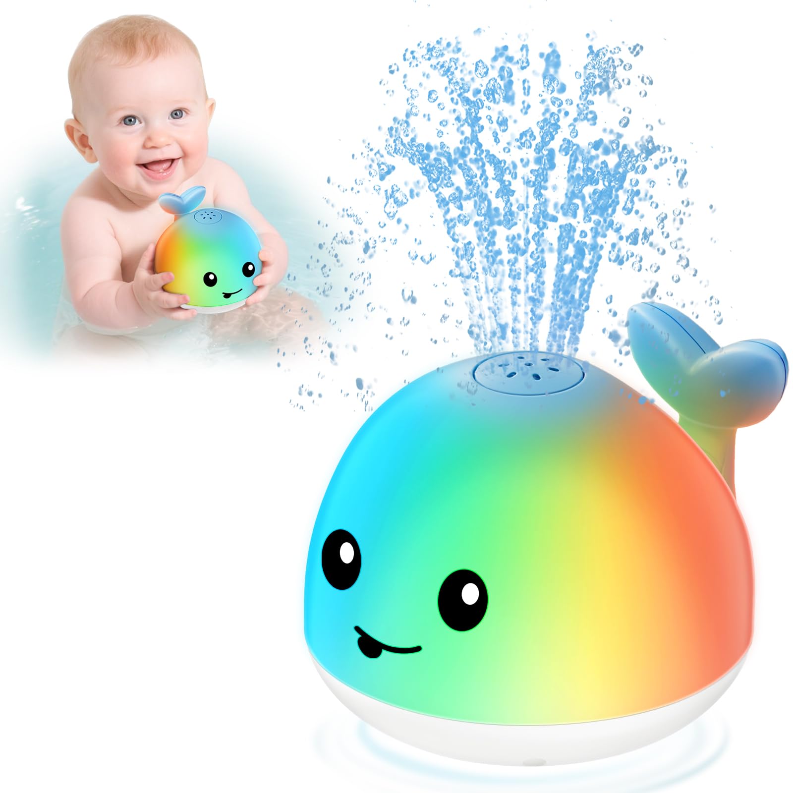 WAVISA baby bath toy whale sprinkler in action during bath time