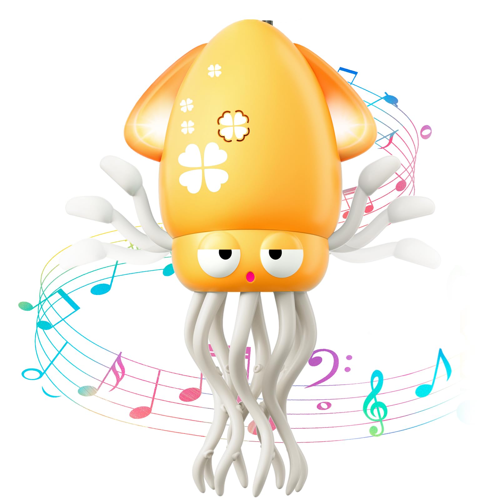 WAVISA Dancing Squid toy front view with lights, for engaging tummy time and sensory play.
