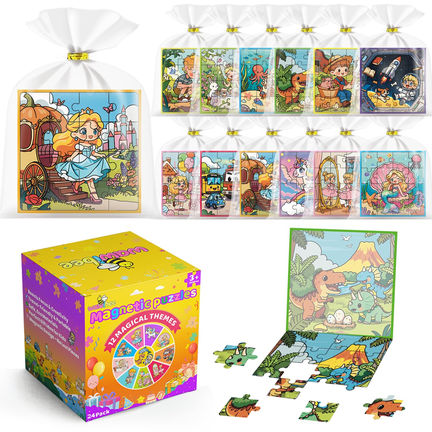 WAWIBEE princess magnetic puzzle for color-rich, mess-free play.