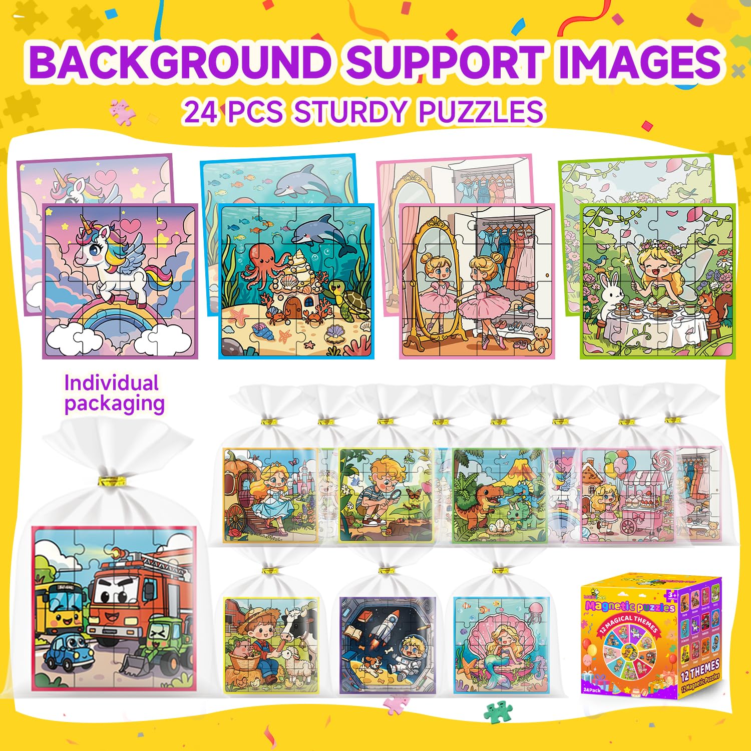 WAWIBEE unicorn magnetic puzzle with vibrant scenes for focused, quiet play.