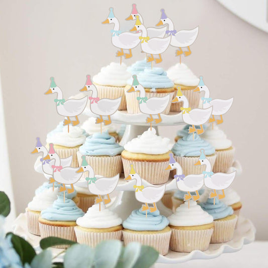 WAWUO goose cupcake toppers with waving wings for a festive vibe