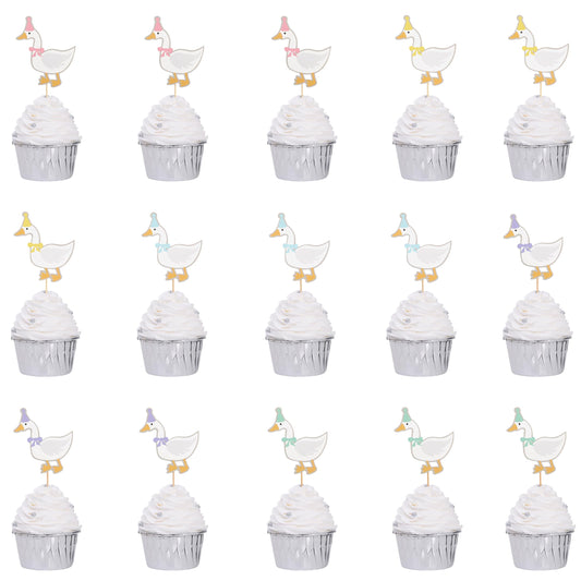 WAWUO lucky goose cupcake toppers brighten a dessert table
