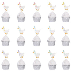 WAWUO lucky goose cupcake toppers brighten a dessert table