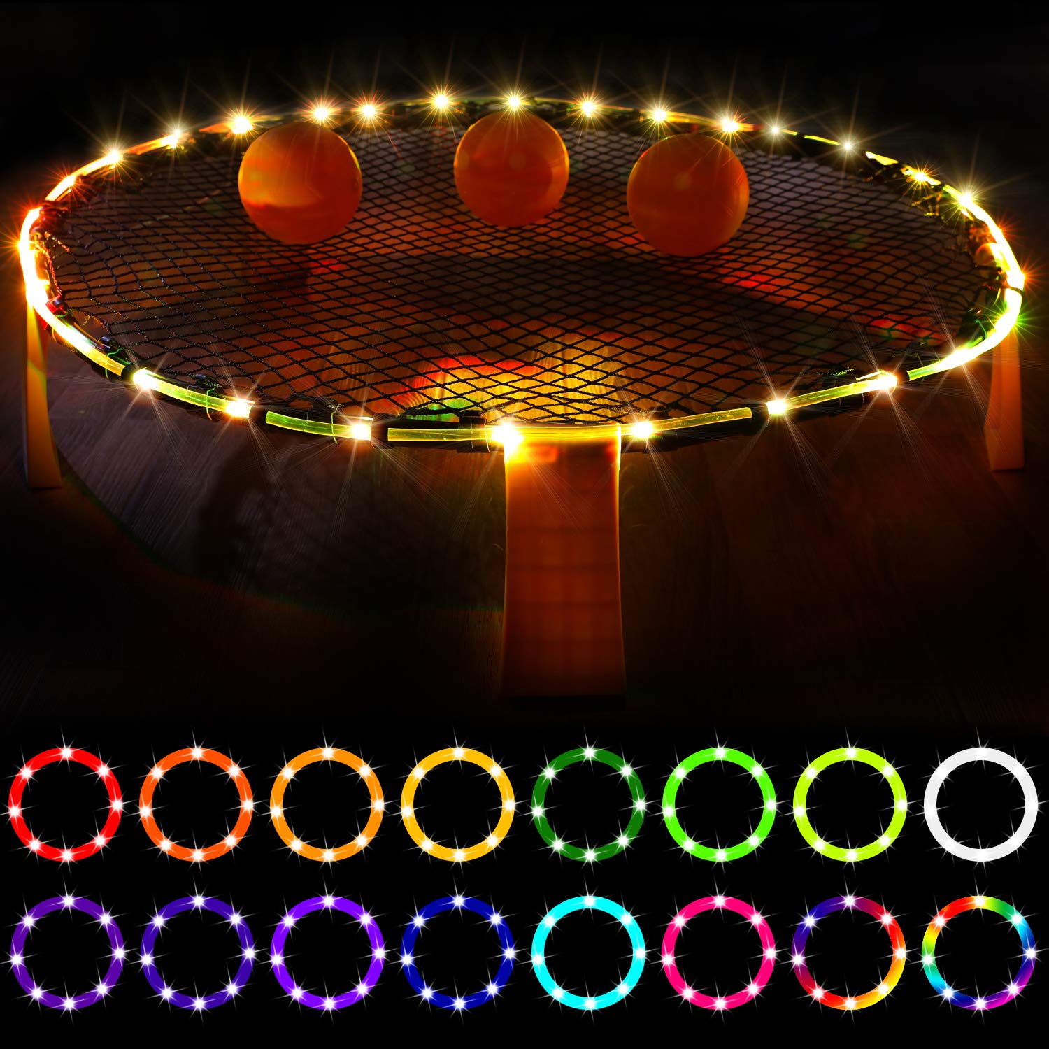Waybelive LED hoop lights on beach ball rim for vibrant nighttime play