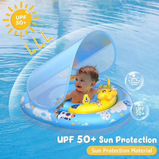 WayEee pool float safety seat keeps baby secure and comfortable while swimming.