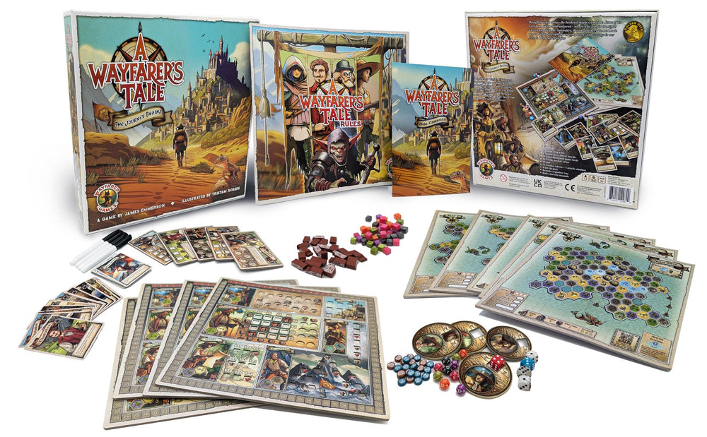 Wayfarer Games A Wayfarer's Tale solo-play card highlights focused, narrative-driven play.