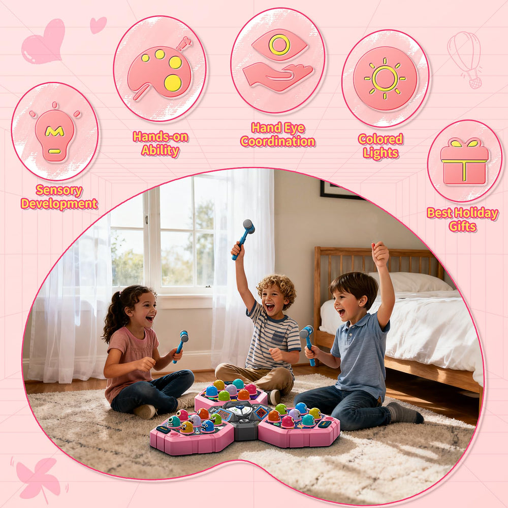 WAYKEE Whack a Game Three score displays help track progress across players.