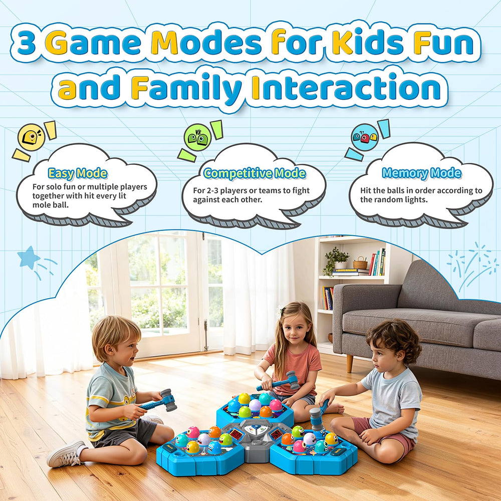 Waykee Whack a Game Mole game modes offer variety and challenge for kids.