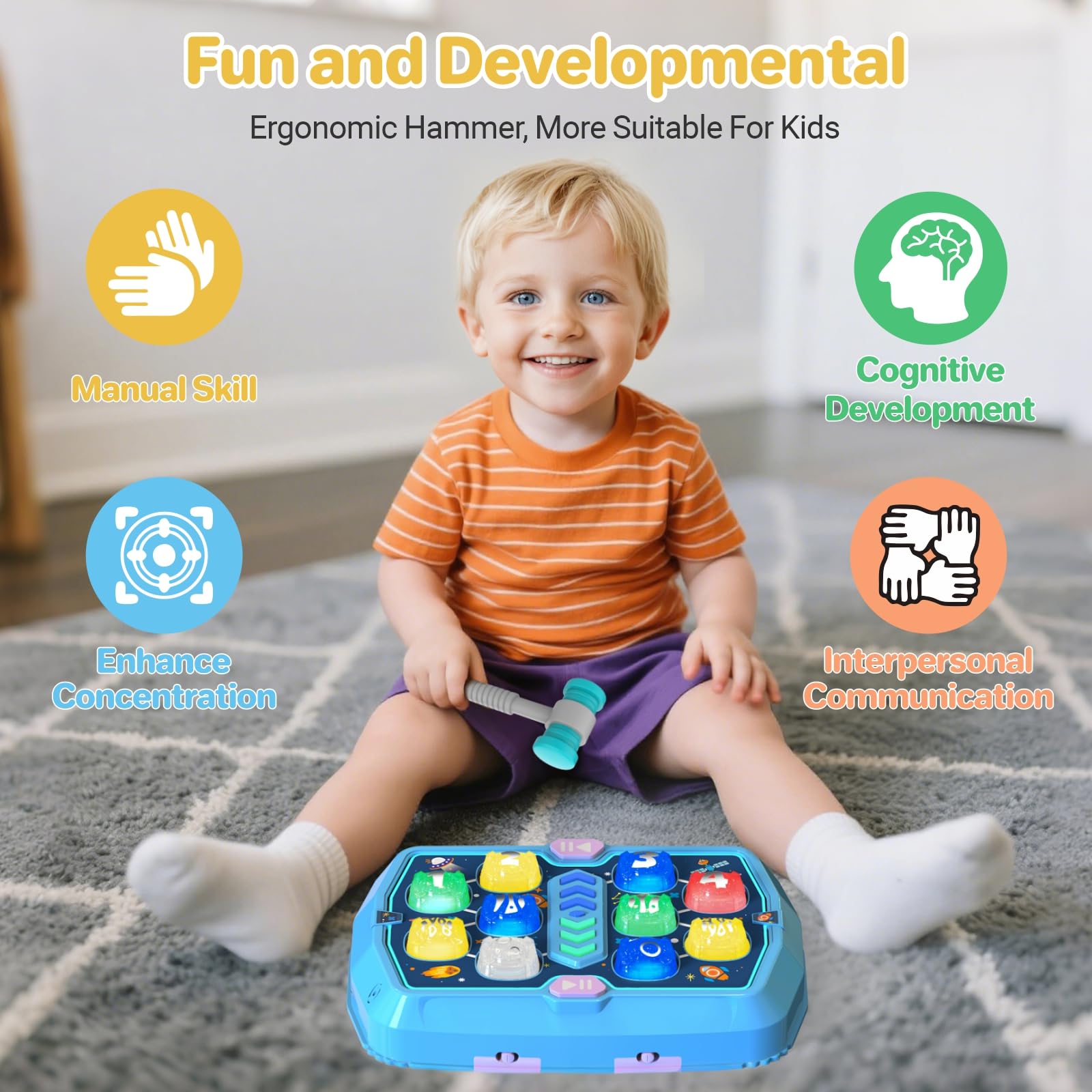 WAYKEE Whack a Game Mole mode dial highlights versatile play options