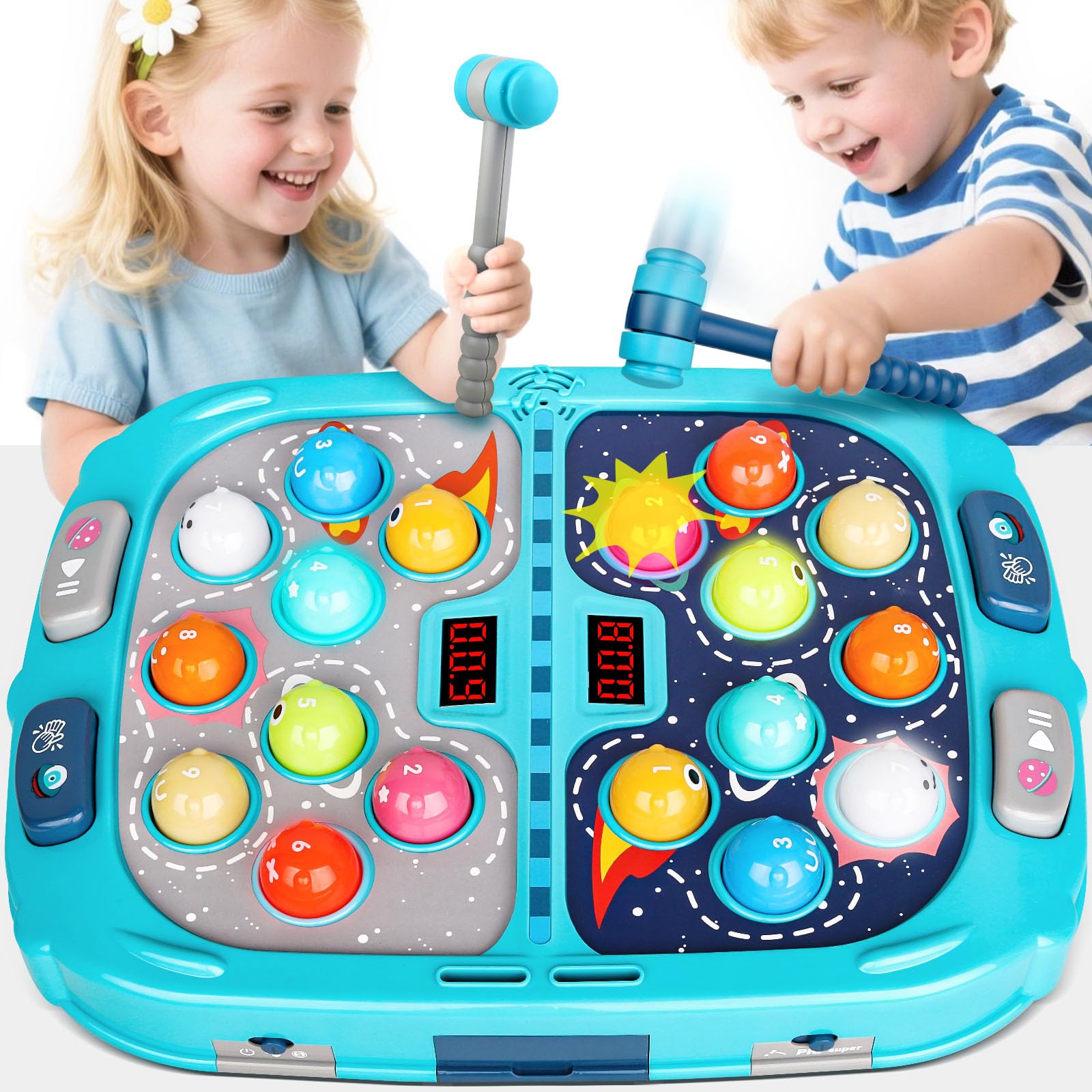 WAYKEE Whack a Game Mole playfield boosts focus and motor skills during play.