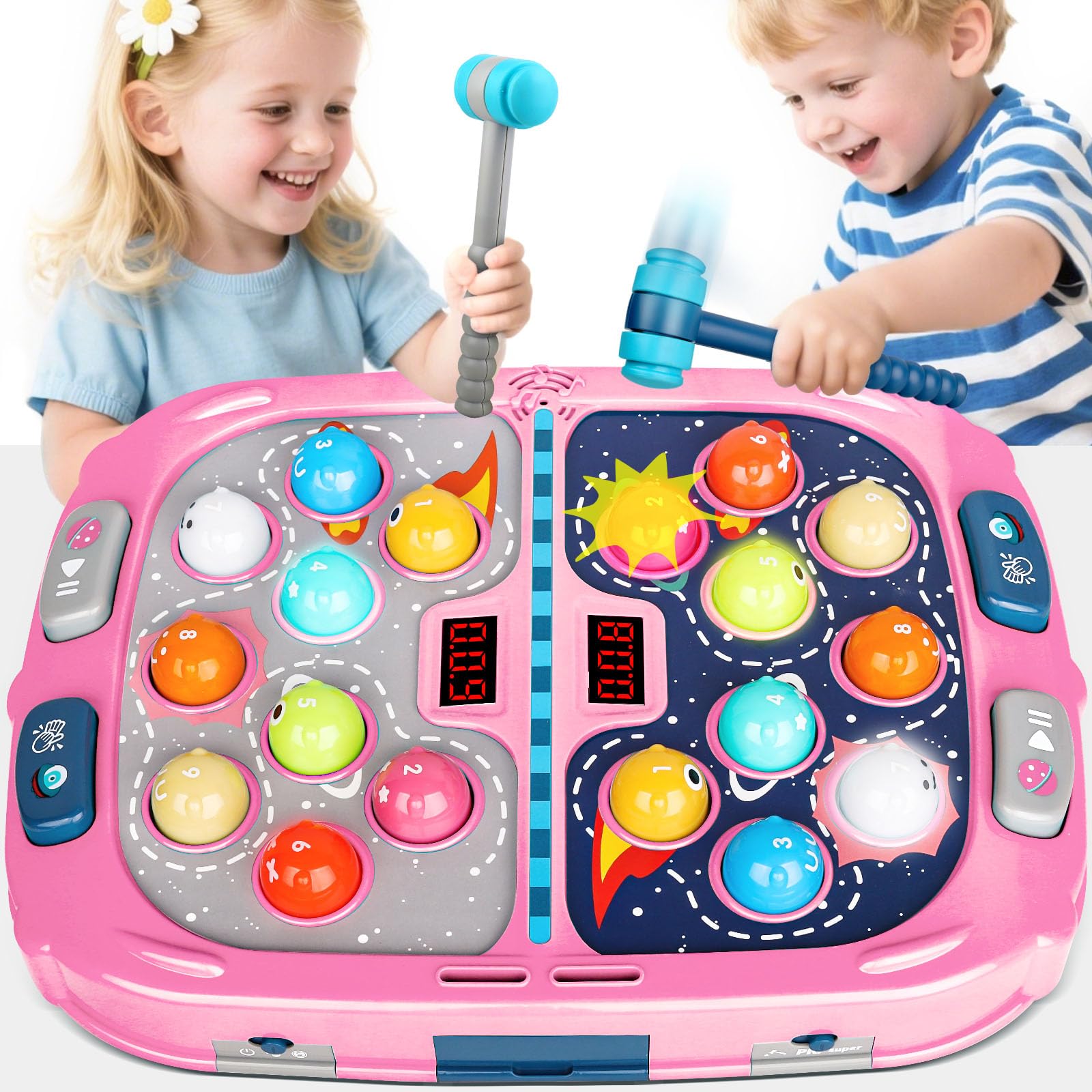 Waykee Whack a Game Mole playfield setup with suction cups for stable, mess-free play