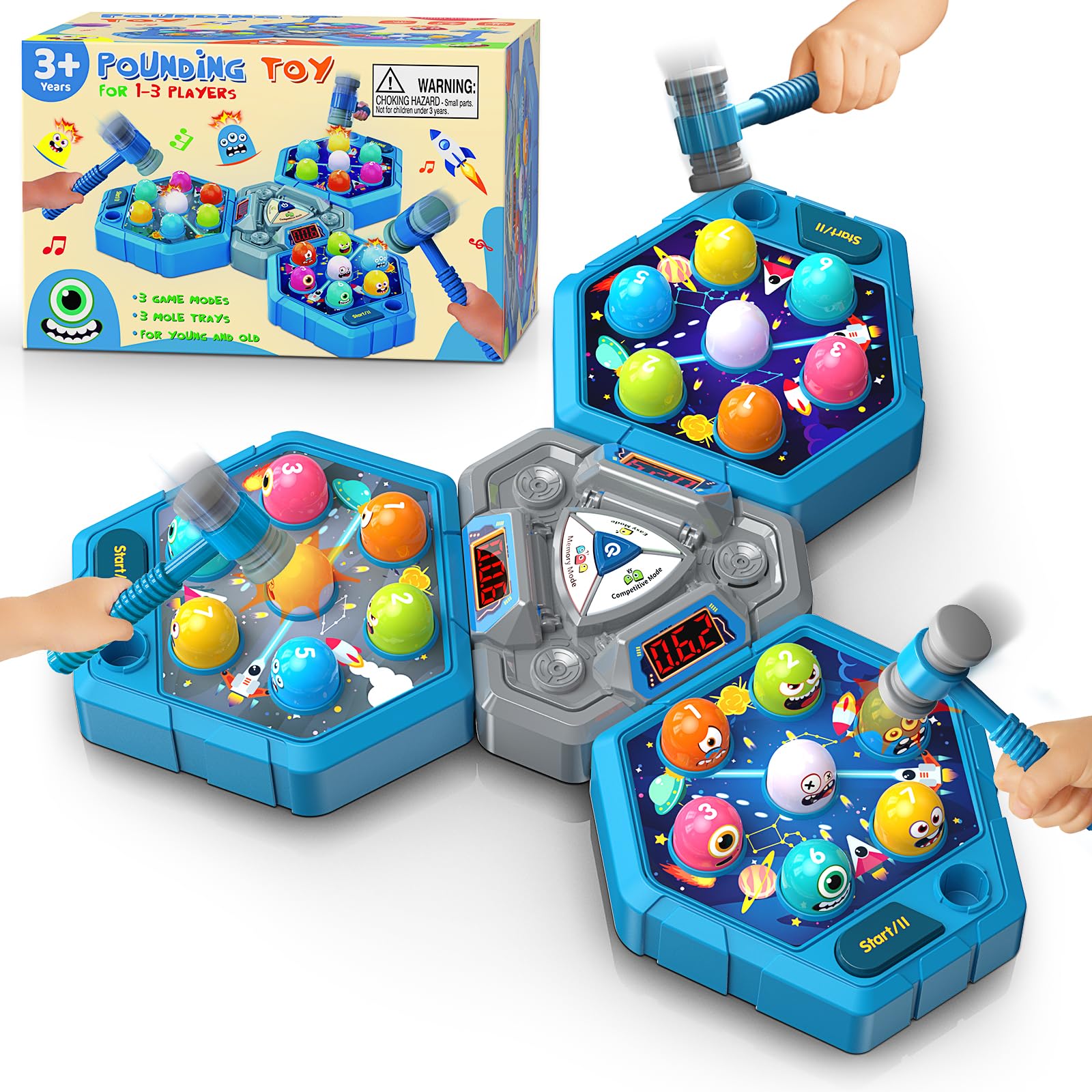 Waykee Whack a Game Mole set with soft hammers ready for family play and skill building.