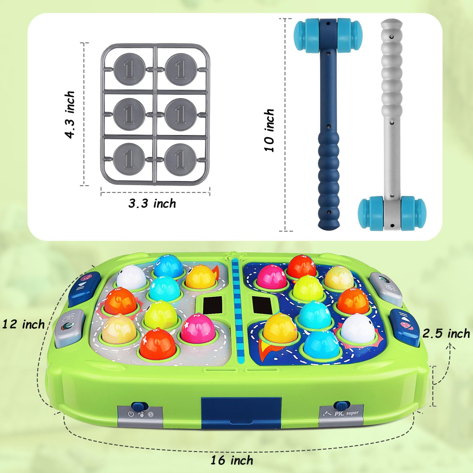 Waykee Whack a Mole lights and sounds heighten sensory fun