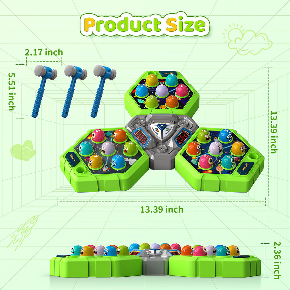WAYKEE Whack Game Mole 13-39 inch arena showing ample play space.