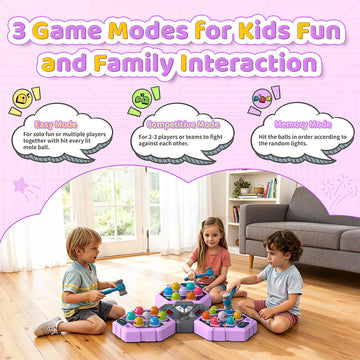 WAYKEE Whack Mole rhythm lights and sounds energize play sessions.
