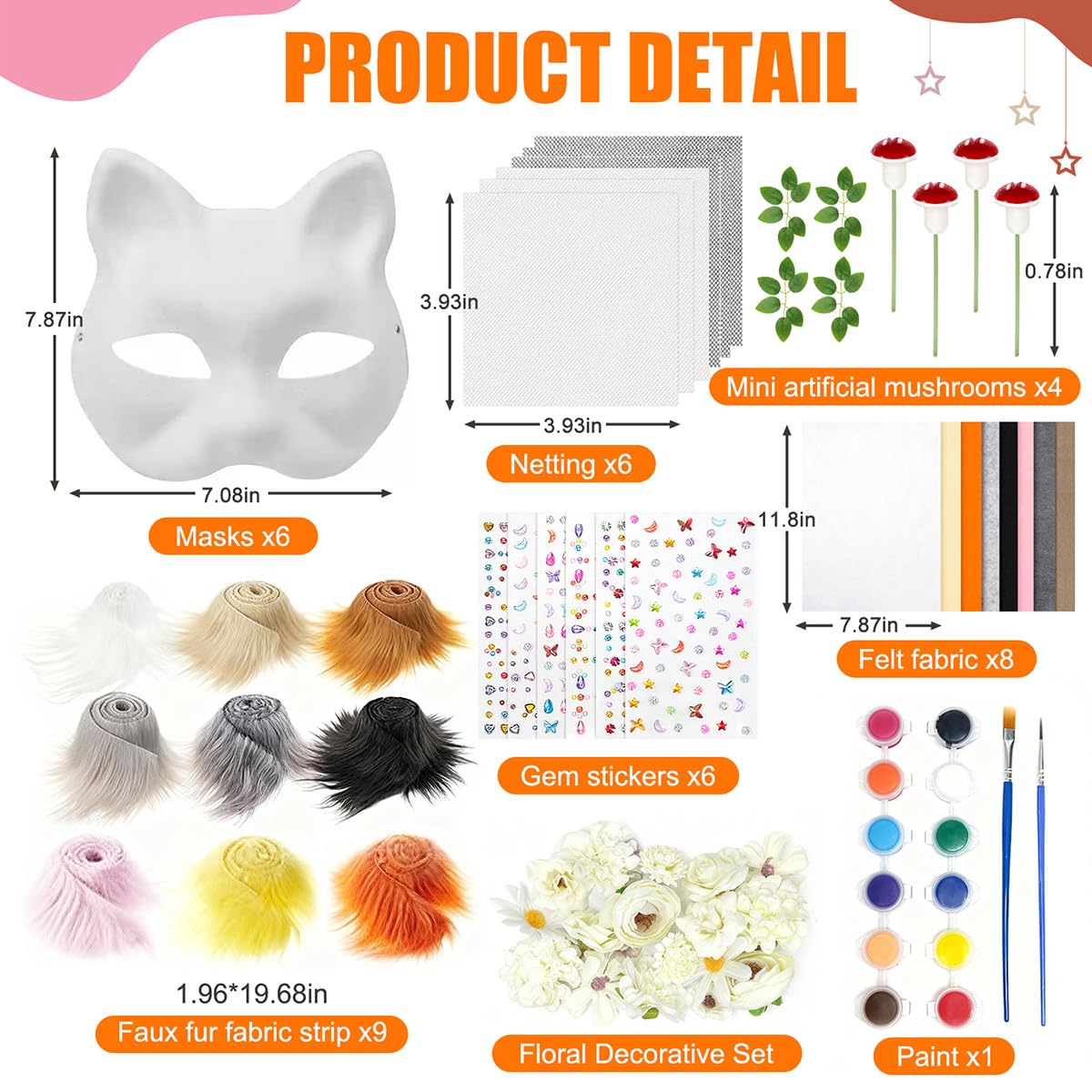 WAYNHUI felt colors pack provides vibrant options to customize mask surfaces.