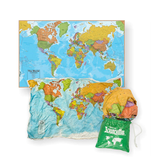 Waypoint Geographic ScrunchMap pocket-size world map for travel planning.