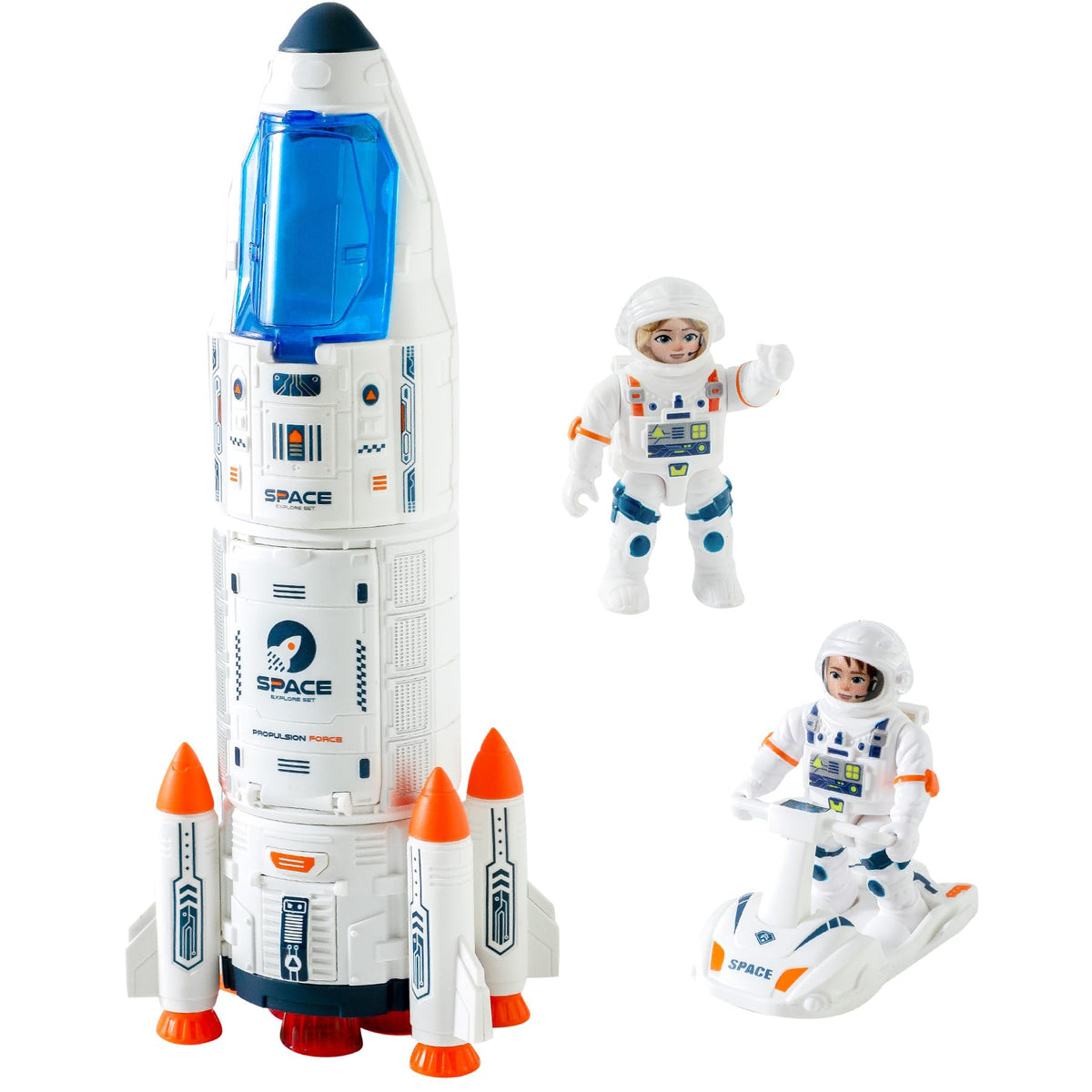 Wbzle Rocket Toy launch sequence with lights and sounds for imaginative play.