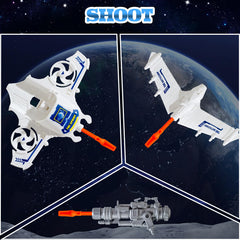 Wbzle aerospace playset with airplanes and flying saucers for imaginative missions.
