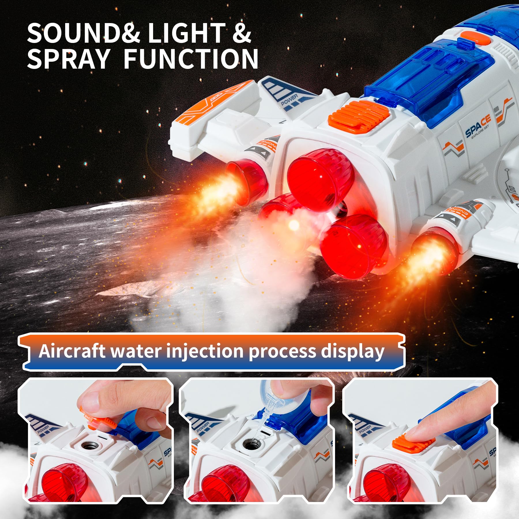 Wbzle Spaceship Shuttle water tank enables splash-style sensory play.