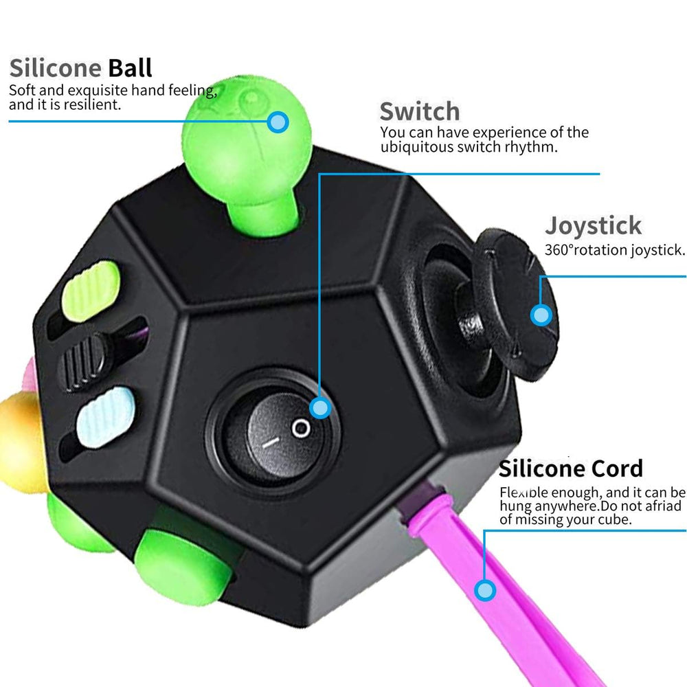 WCZCBOYA 12-sided cube toy switch offers versatile fidgeting options.