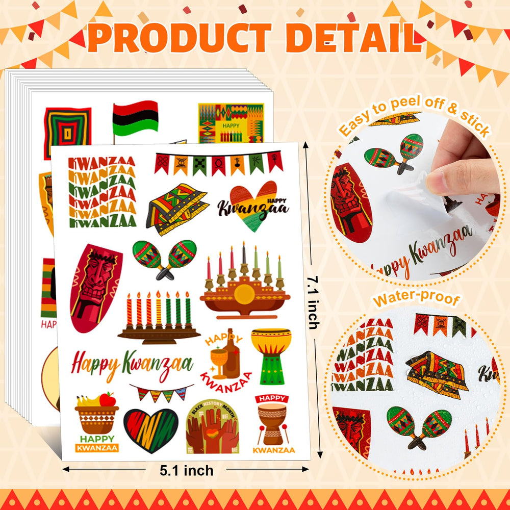 WDAHDHP Kwanzaa stickers easy-peel and reusable on cards