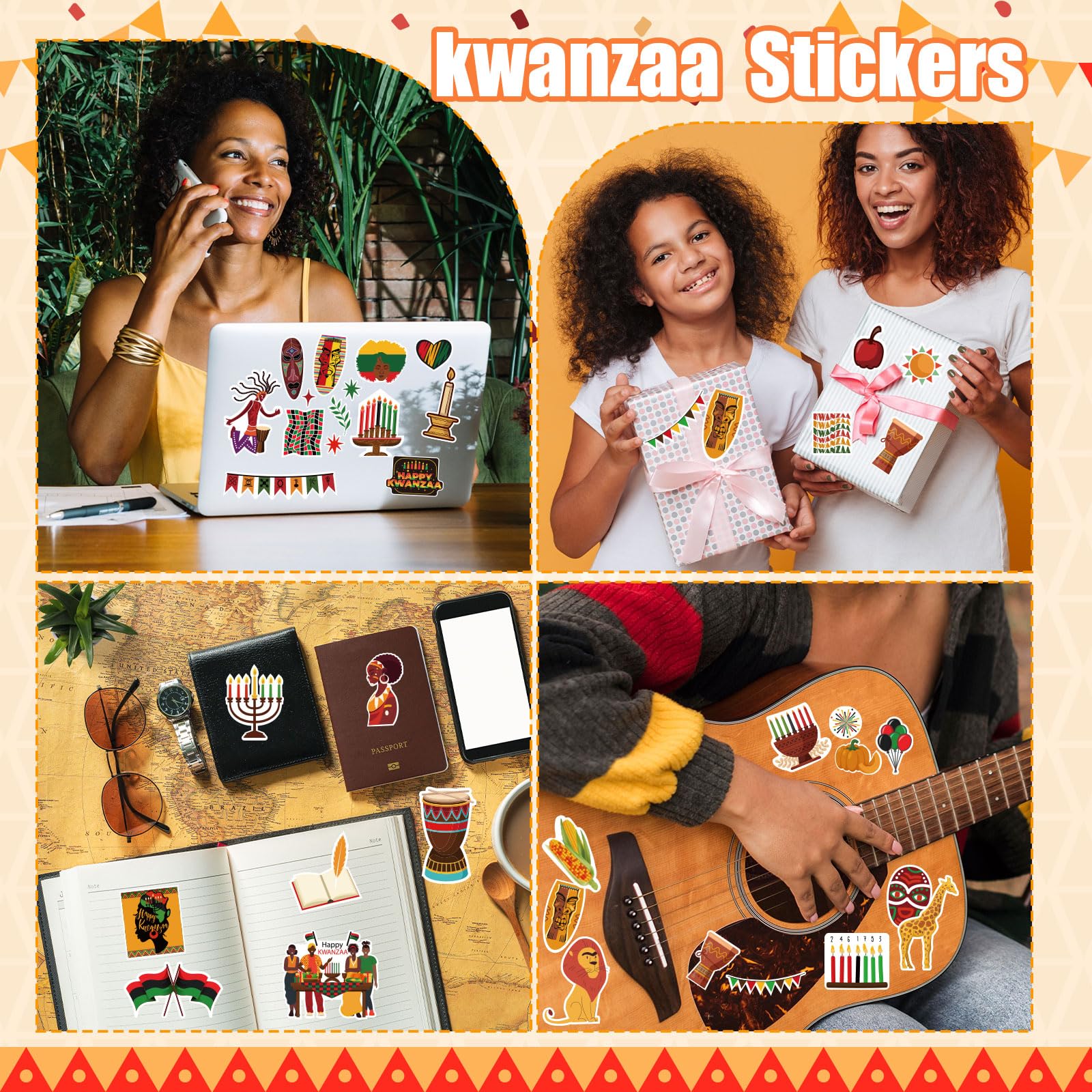 WDAHDHP Kwanzaa stickers sticky on multiple surfaces and uses