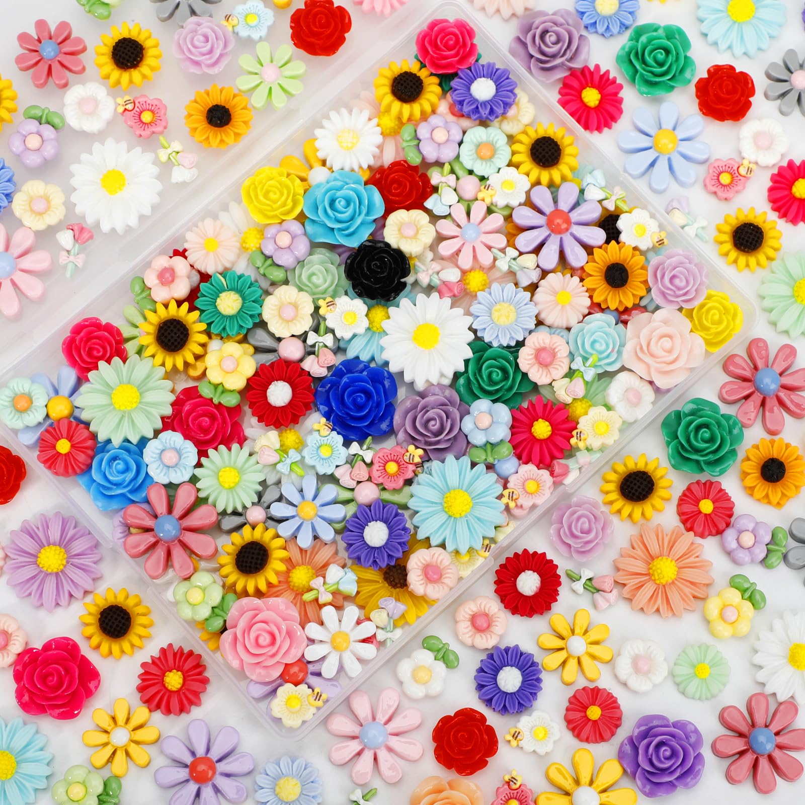 WDARTG mini resin flowers daisy flatback charms for scrapbooking embellishments.